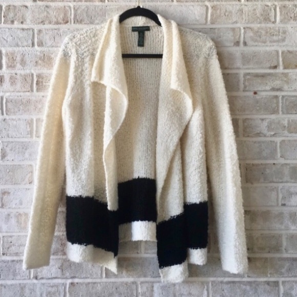 Ralph Lauren Sweaters - Ralph Lauren Cream + Black Stripe Cardigan M
